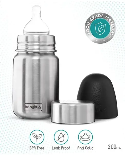 Babyhug Sterilizable Steel Feeding Bottle - 240 ml