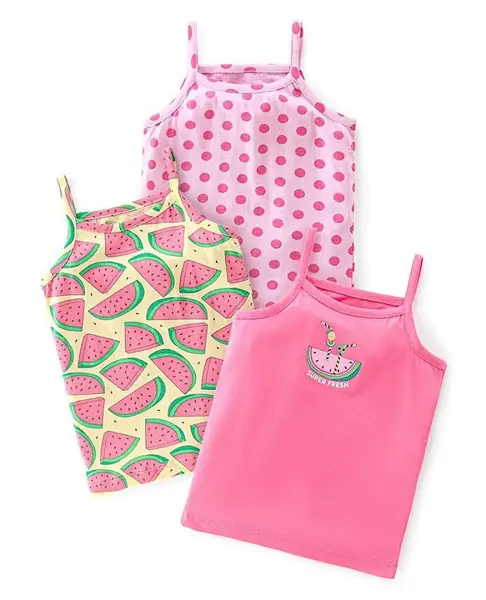 Babyhug 100% Cotton Slips Watermelon Print Pack Of 3 - Pink & Yellow