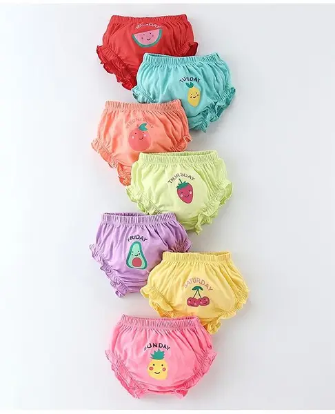 Simply Cotton Interlock Bloomers Pineapple Print Pack Of 7 - Multicolor