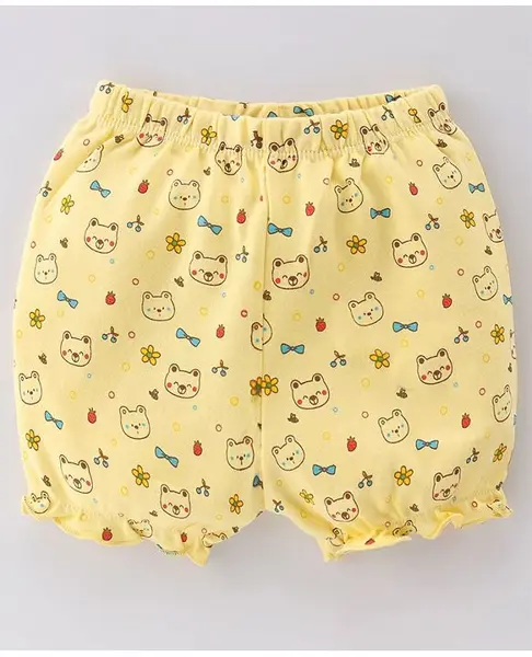 Tango Interlock Cotton Knit Bloomer Teddy Print- Yellow