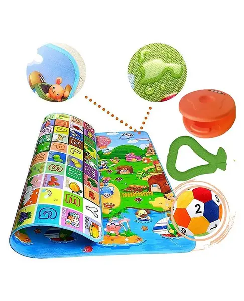 BitFeex Double Sided Water Proof Baby Play Mat Silicone Teether Learning Carpet Mats for Kids Crawling Baby-Design May Vary