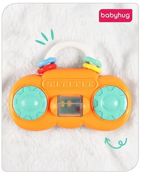 Babyhug Premium Mini Radio Shaped Baby Rattle  Yellow