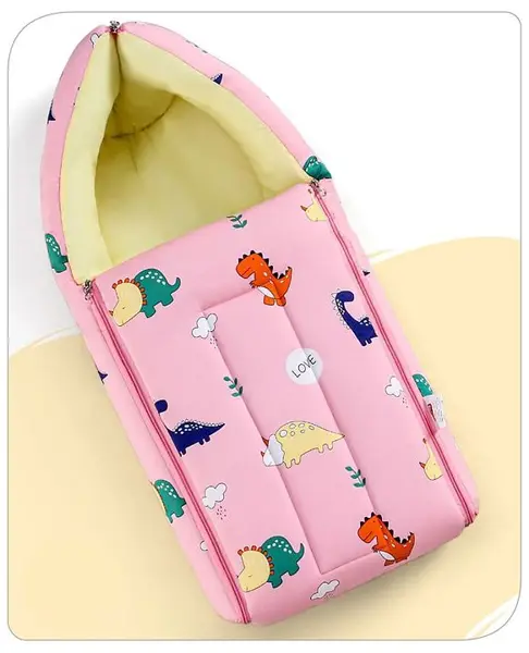 Babyhug Cotton Sleeping Bag Dino Print- Light Pink