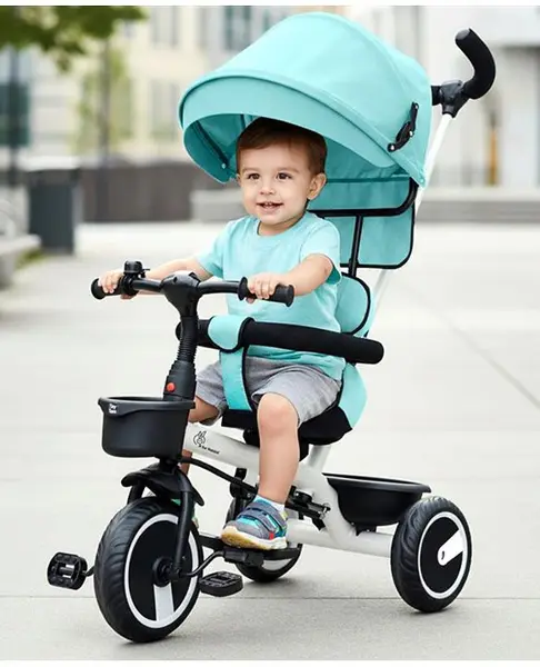 R for Rabbit Tiny Toes T30 Ace Tricycles for Kids with Premium EVA Wheels  Canopy  Adjustable Parental Control & Storage Basket