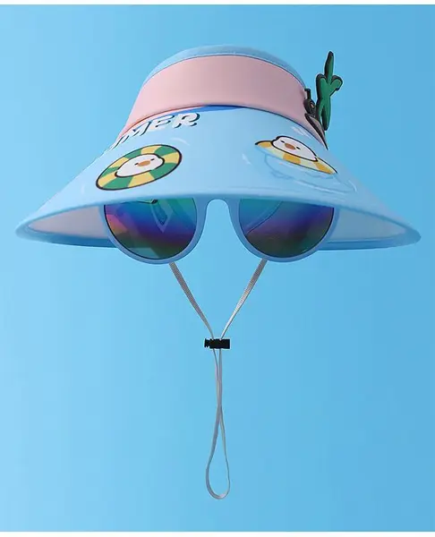 Babyhug Visor Cap with Duck Print  - Light Blue