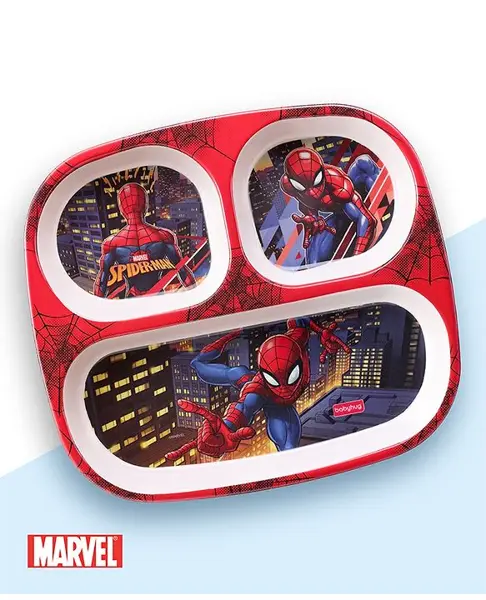 Babyhug Marvel 3 Sectioned Rectangular Plate- Spiderman