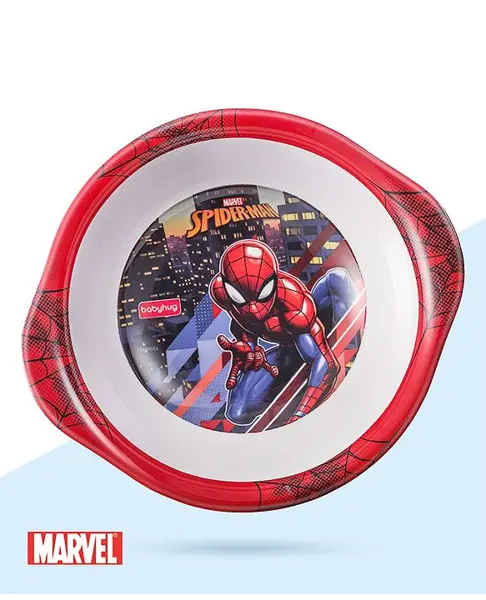 Babyhug Marvel Feeding Bowl With Handle Spiderman Theme Multicolor - 380 ml