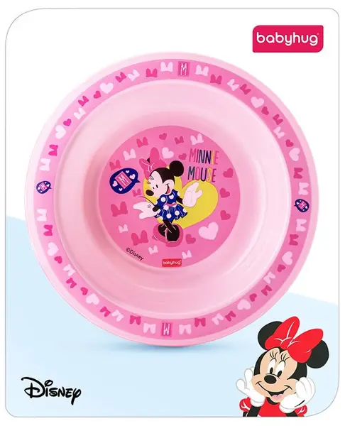Babyhug BPA Free  Round Bowl with Minnie Mouse Print - Pink