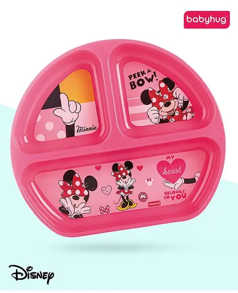 Babyhug Disney Minnie Mouse 3 Section Plate - Pink