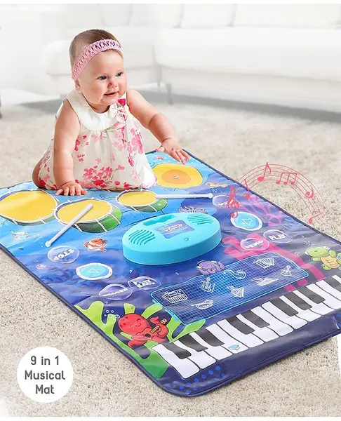 Babyhug 9 in 1 Musical Mat with Piano Keyboard And Drum Sound - Blue