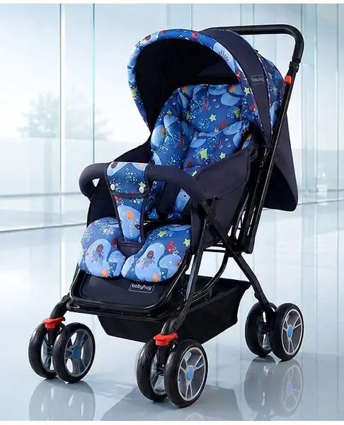 Babyhug Comfy Ride Stroller With Reversible Handle - Blue