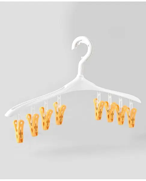 Hanger With 8 Clips -Yellow
