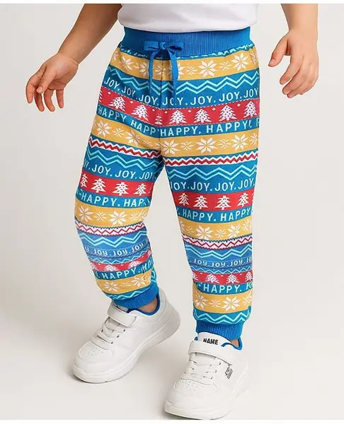 Babyhug Cotton Terry Full Length  Lounge Pant with Floral &  Text Print - Multicolor