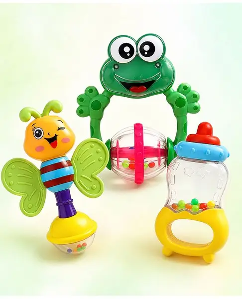 Play Nation Frog & Bee Shaped Rattle Gift Set Pack of 3 - Multicolour