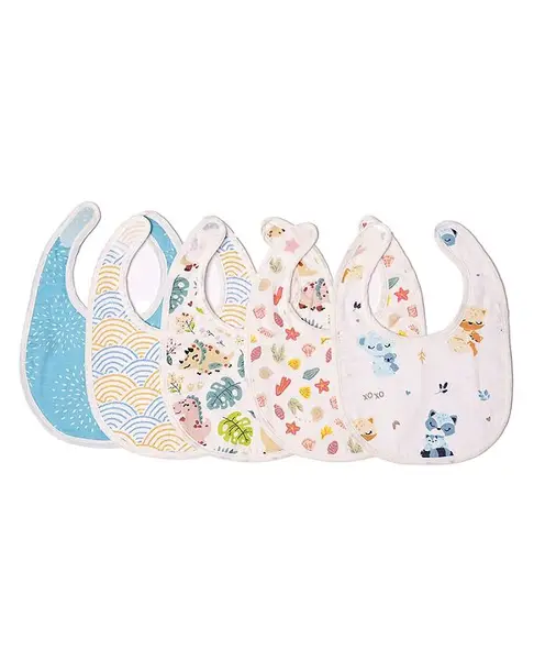 TIDY SLEEP Muslin Bibs-Assorted Colors-Pack of 5
