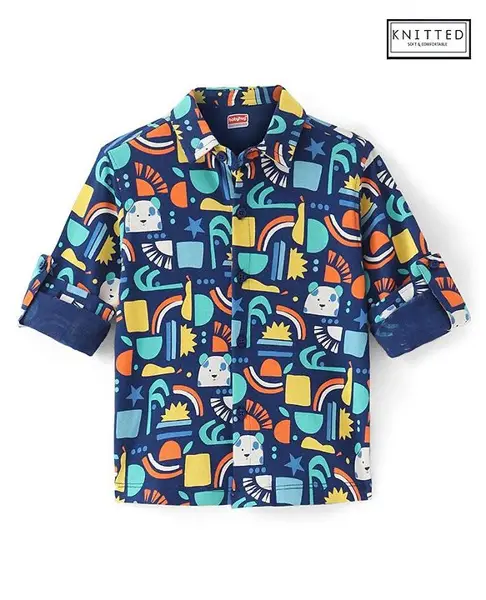 Babyhug Cotton Knit Full Sleeves Printed Shirt - Multicolor