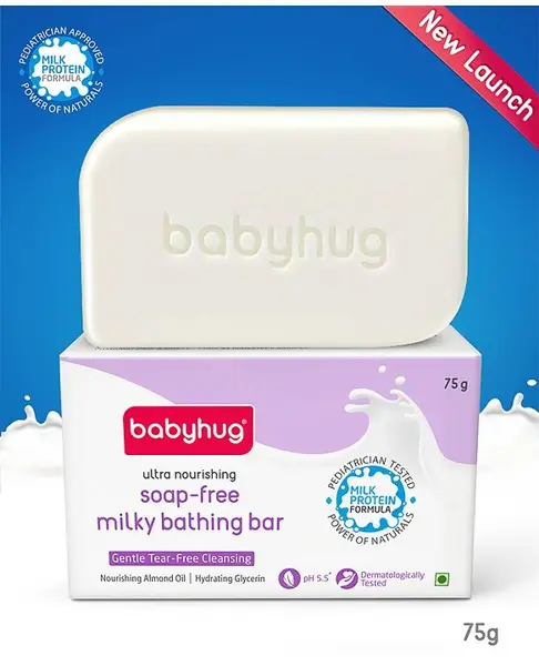 Babyhug pH 5.5 Ultra Nourishing Soap-Free Milky Bathing Bar - 75 g