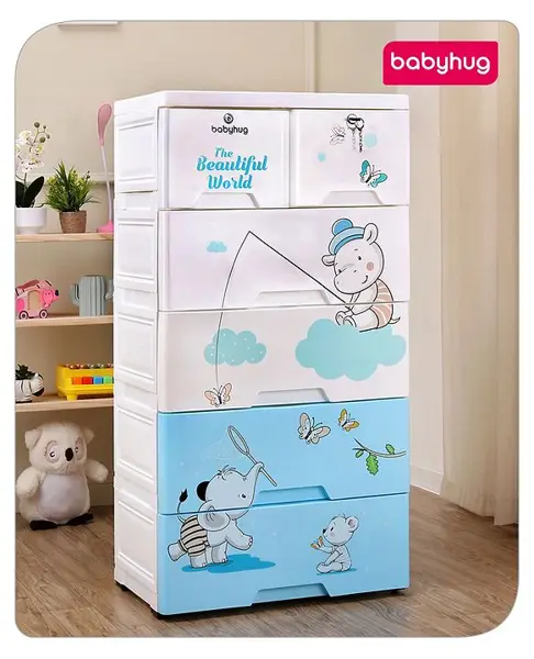 Babyhug 5 Layer High Density Plastic Storage Cabinet - Blue & White