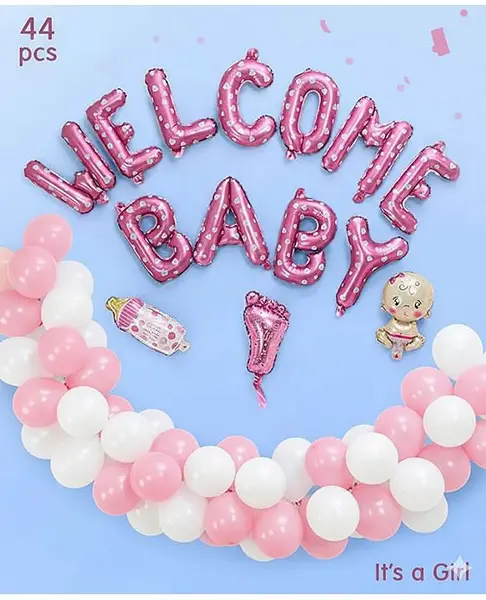 Welcome Baby Girl  44 pcs Premium Decoration Kit