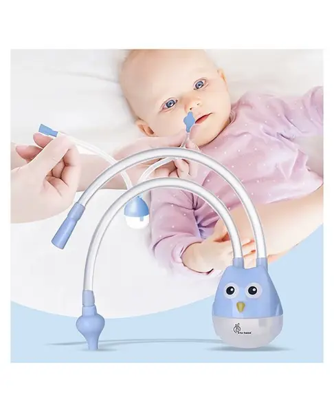 R for Rabbit Snowy Baby Nasal Aspirator  Nose Cleaner for Babies (0 to 5 Years) BPA Free Soft Silicone  Infants Snotsucker  Cold Relief  Easy to Clean  Travel Friendly (Blue)