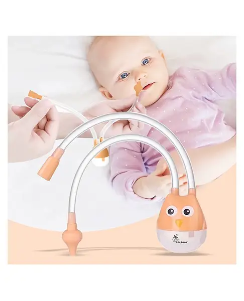 R for Rabbit Snowy Baby Nasal Aspirator  Nose Cleaner for Babies (0 to 5 Years) BPA Free Soft Silicone  Infants Snotsucker  Cold Relief  Easy to Clean  Travel Friendly (Orange)