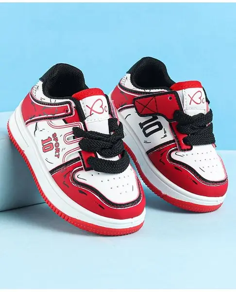 Babyoye Lace up Casual Shoes Text Print - Red
