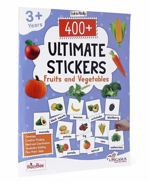 400+ Ultimate Fruits and Vegetables Stickers Book - English