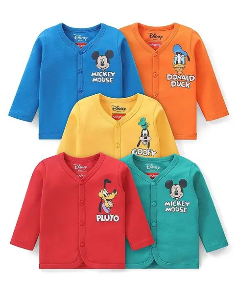 Babyhug Disney Interlock Full Sleeves Jhablas With Mickey Mouse & Friends Graphic Set of 5 - Multicolour