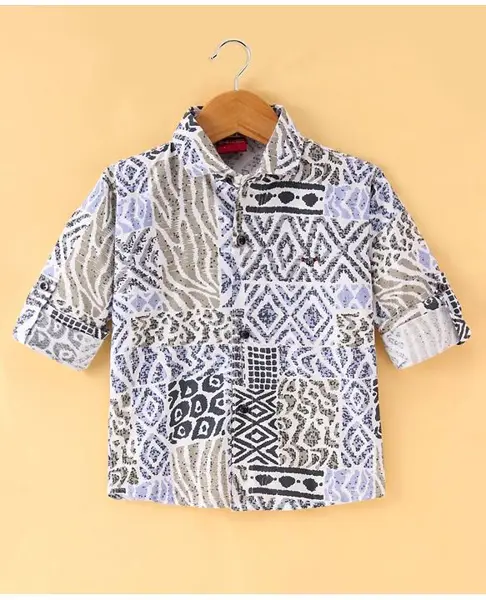 Radutu Full Sleeves Abstract Printed Shirt - Multi Colour