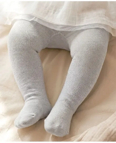 Cute Walk by Babyhug Antibacterial Solid Color Footie Tights - Grey
