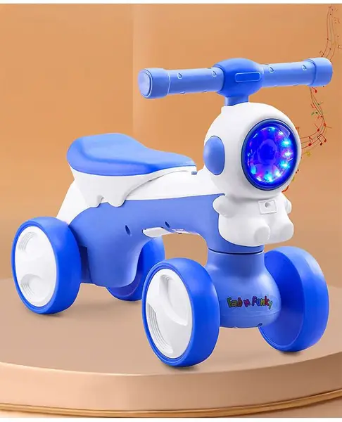 Astronaut Shape Manual Push Ride on with LED Lights & Music - Blue