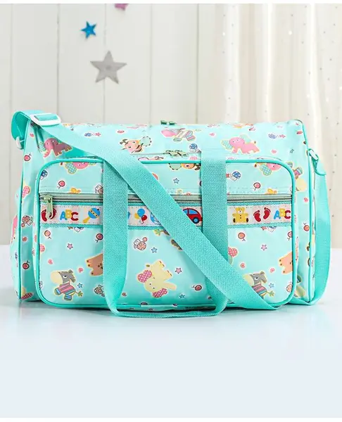 Fab N Funky Multiutility Animal Print Diaper Bag - Sea Green