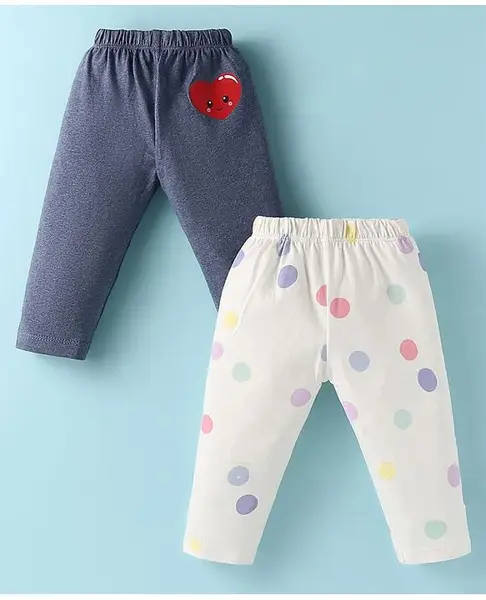 Ben Benny Interlock Knit Full Length Polka Dots Printed Lounge Pants Pack of 2 - Grey & White