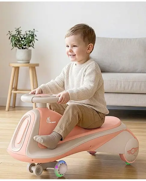 R for Rabbit Iya Iya Sportz Swing Car for Kids  Twister Magic Ride on Car with Scratch Free PU LED Wheel for 3+ Years Baby Boy & Girl  Weight Capacity Upto 100 Kg (Peach Grey)