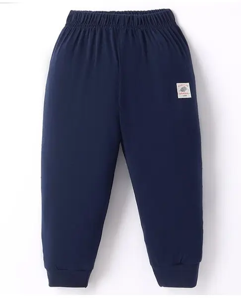 Ollypop Sinker Knit Full Length Lounge Pant with Text Patch - Navy Blue
