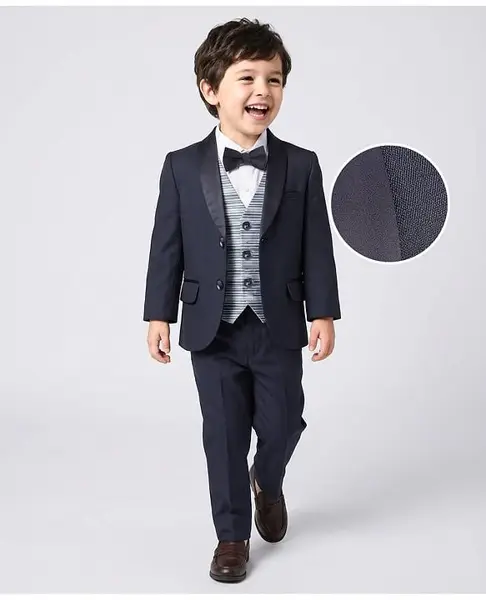 Mark & Mia Full Sleeves 4 Piece Party Suit with Blazer & Bow Detailing - Black