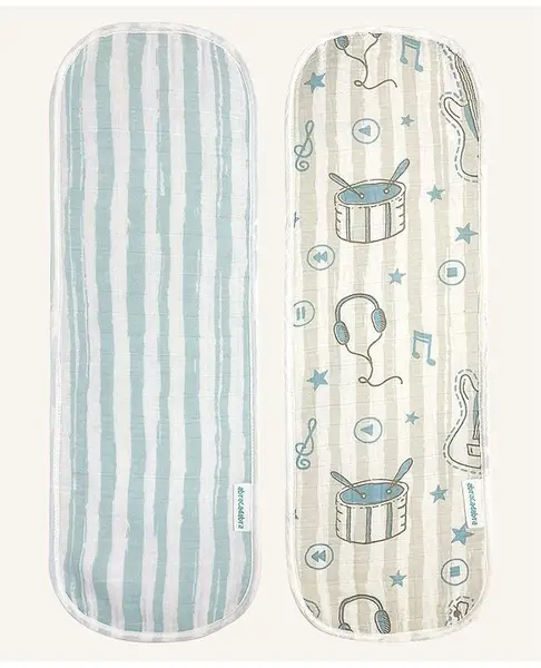 Abracadabra Muslin Burp Pad Set of 2 Rockstar Print - Blue