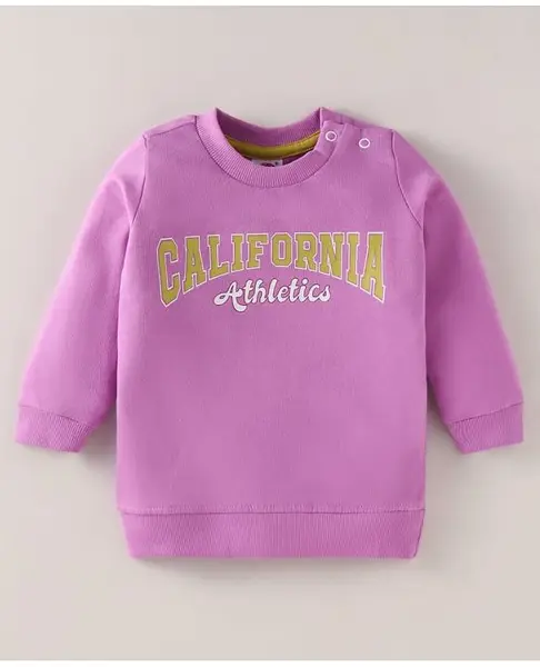 Zero Cotton Knit Full Sleeves Winter T-Shirt with Text Print - Purple