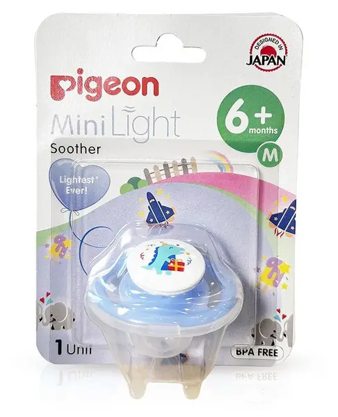 Pigeon Minilight Soother Size Medium Dino Bday Print - White