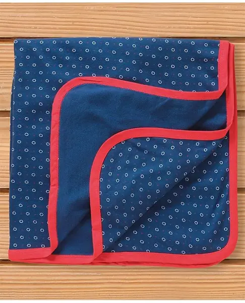 OHMS Interlock Knit Wrappers with Circle Print L 75 x W 75 cm - Navy Blue