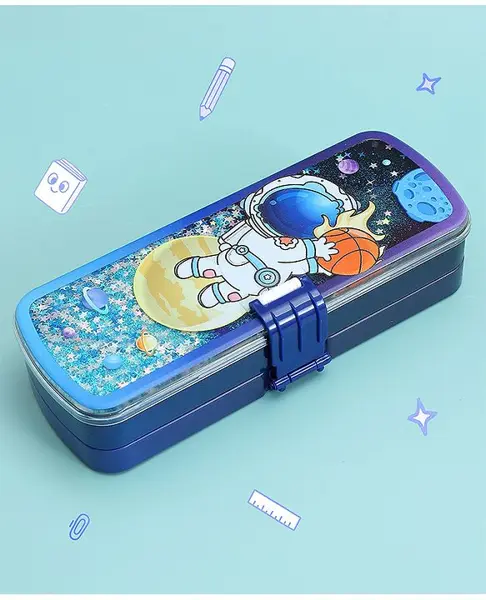 Unicorn Print Pencil Box - Blue