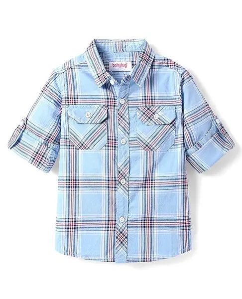 Babyhug Cotton Woven Full Sleeves Check Shirt - Blue