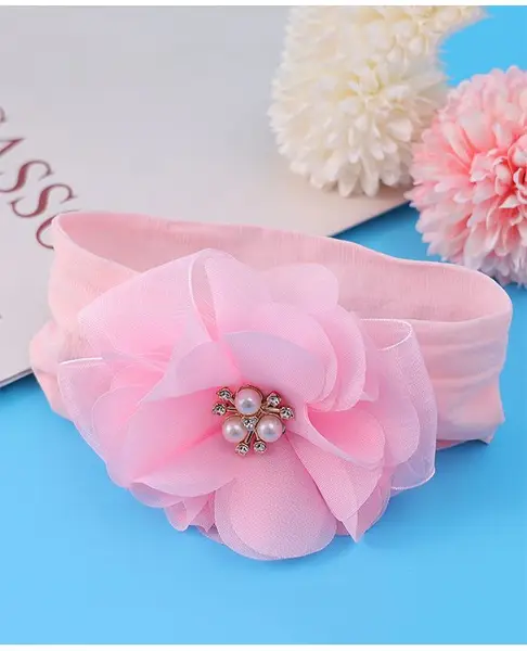 Bonfino Free Size Headband With Floral Applique - Light Pink