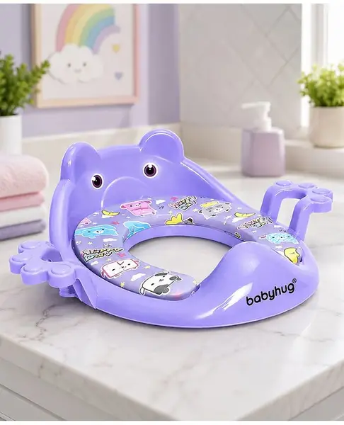 Babyhug Happy Day Print Potty Seat with Handle - Purple