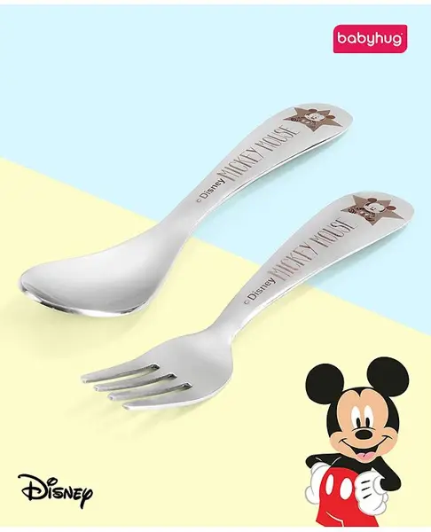 Babyhug Disney Minnie Mouse Stainless Steel Fork & Spoon Set