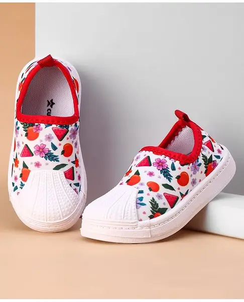 Cute Walk by Babyhug Slip On Casual Shoes with Watermelon Print - Red & White