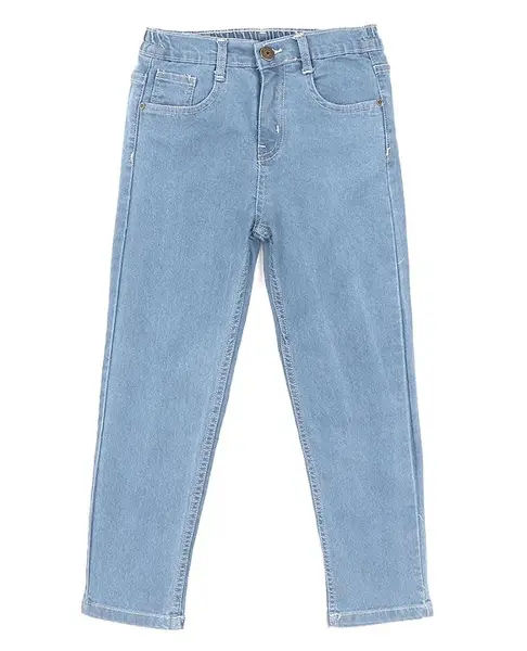 Babyhug Full Length Washed Denim Jeans with Stretch - Navy Blue