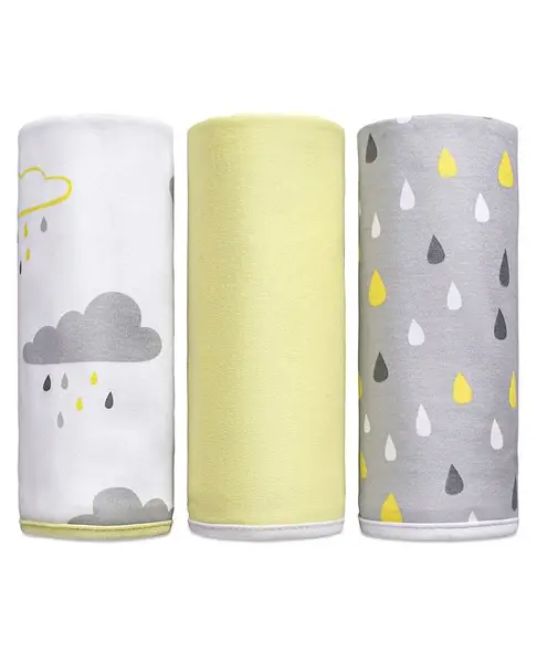 Babyhug 100% Cotton Wrapper Pack of 3 - Yellow & Grey