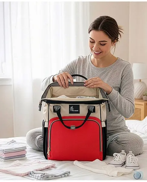 R for Rabbit Caramello Baby Diaper Bags for Mom to Travel  Large Capacity Stylish Waterproof Multipurpose Maternity Diaper Backpack for Mothers (Cream Red)