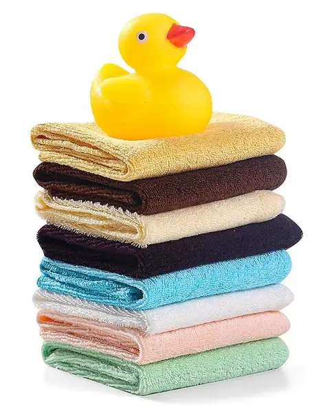 Ben Benny Terry Solid Color Hand & Face Towels with a Duck Toy Pack of 8 L 23.5 x B 23.5 cm - Multicolour